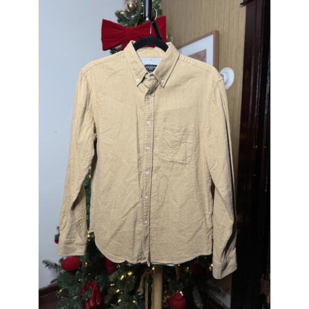 Club Monaco Men's Casual Button-Down Shirt Tan Size Medium